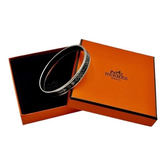 Authentic Hermès Grand Apparat 2 Narrow Enamel Bangle Bracelet W/ Box - Picture 1 of 8